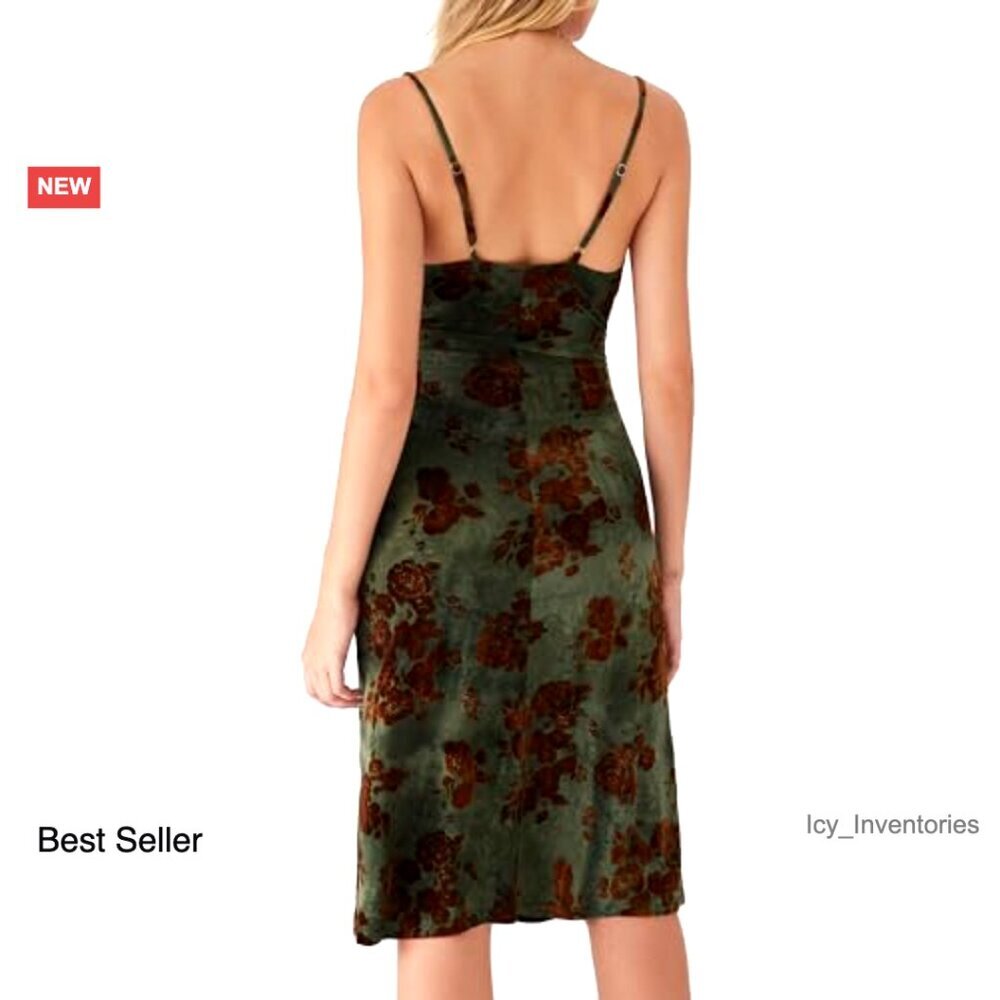 Velvet Midi Dress Elegant Chic Sleeveless Ruched Club Party Wedding Guest - Picture 5 of 6